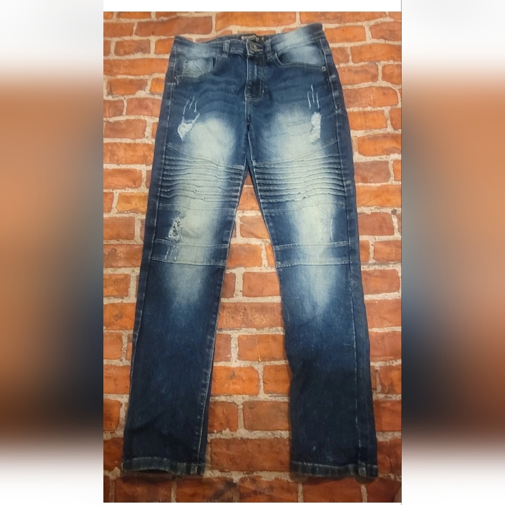 South pole Boys Blue Denim Jeans Distressed Sz 12 Blue